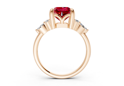 Lyra Ruby Gemstone Accent Radiant Square Cut 2.3mm Engagement Ring