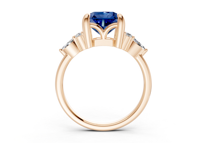 Lyra Sapphire Gemstone Accent Radiant Square Cut 1.8mm Engagement Ring