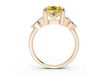 Lyra Yellow Diamond Accent Radiant Square Cut 2.3mm Engagement Ring