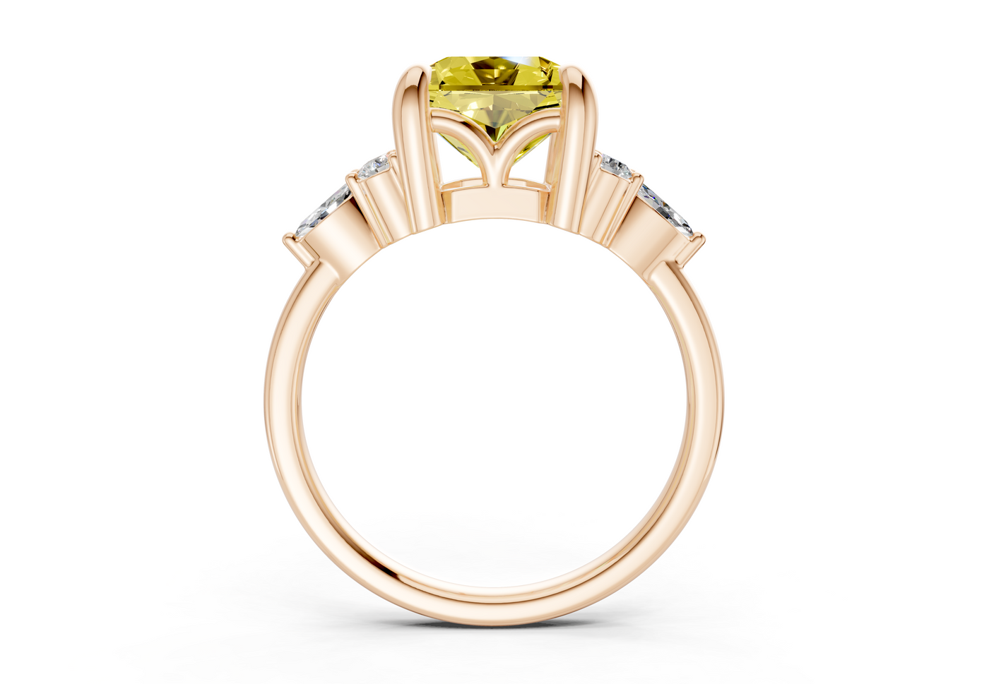 Lyra Yellow Diamond Accent Radiant Square Cut 1.8mm Engagement Ring