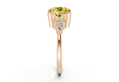 Lyra Yellow Diamond Accent Radiant Square Cut 2.3mm Engagement Ring