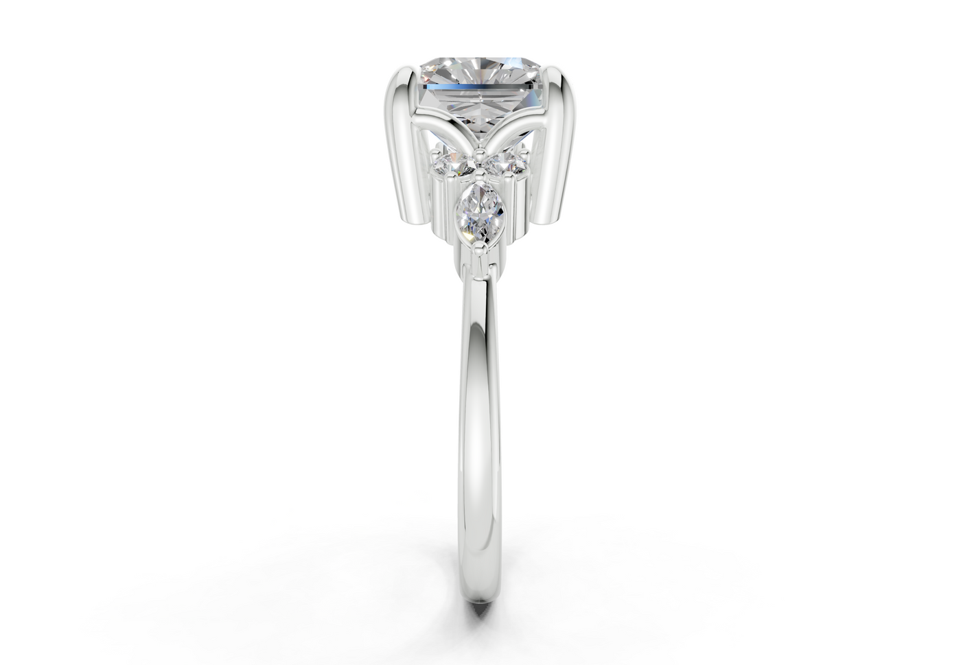 Lyra Diamond Accent Radiant Square Cut 2mm Engagement Ring
