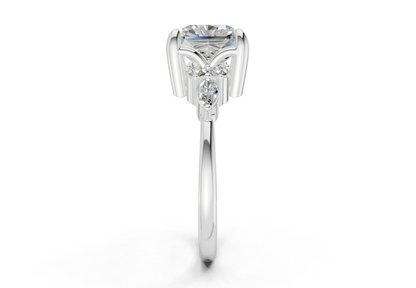Lyra Diamond Accent Radiant Square Cut 2mm Engagement Ring