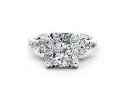 Lyra Diamond Accent Radiant Square Cut 1.8mm Engagement Ring