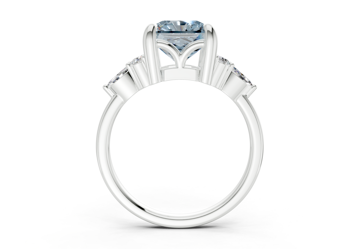 Lyra Blue Diamond Accent Radiant Square Cut 2mm Engagement Ring
