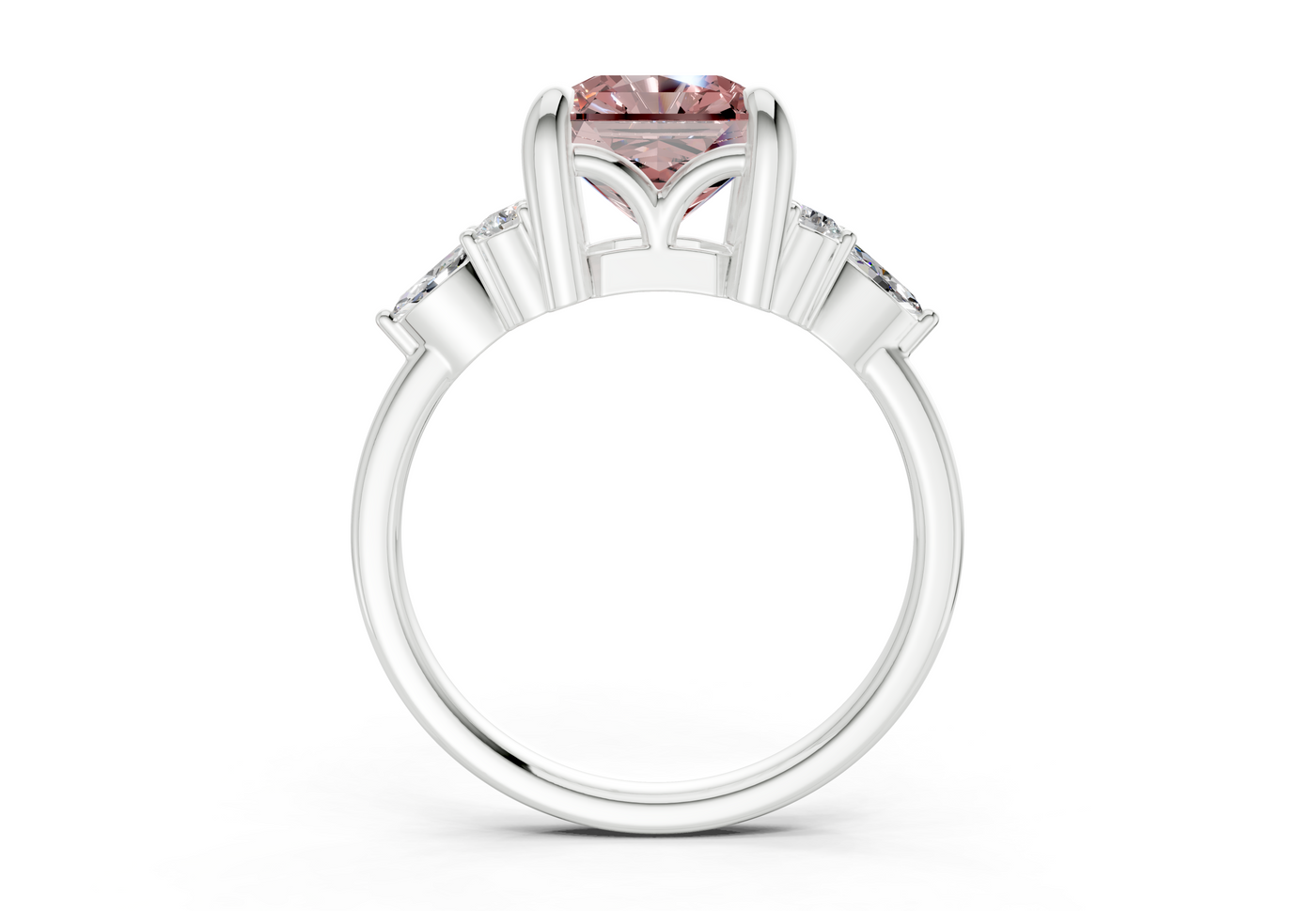 Lyra Pink Diamond Accent Radiant Square Cut 2.3mm Engagement Ring