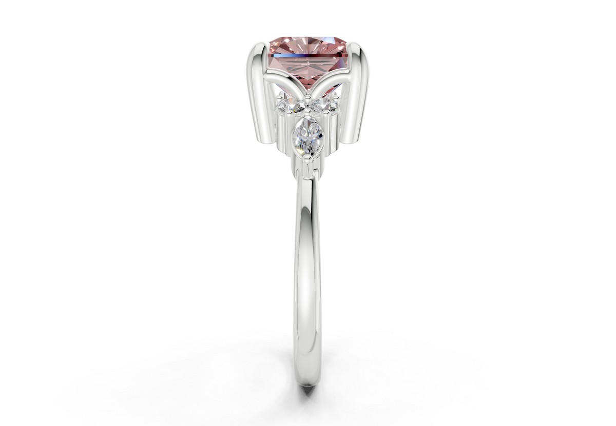 Lyra Pink Diamond Accent Radiant Square Cut 2mm Engagement Ring