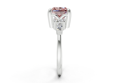 Lyra Pink Diamond Accent Radiant Square Cut 2mm Engagement Ring