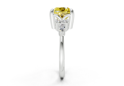 Lyra Yellow Diamond Accent Radiant Square Cut 2.3mm Engagement Ring