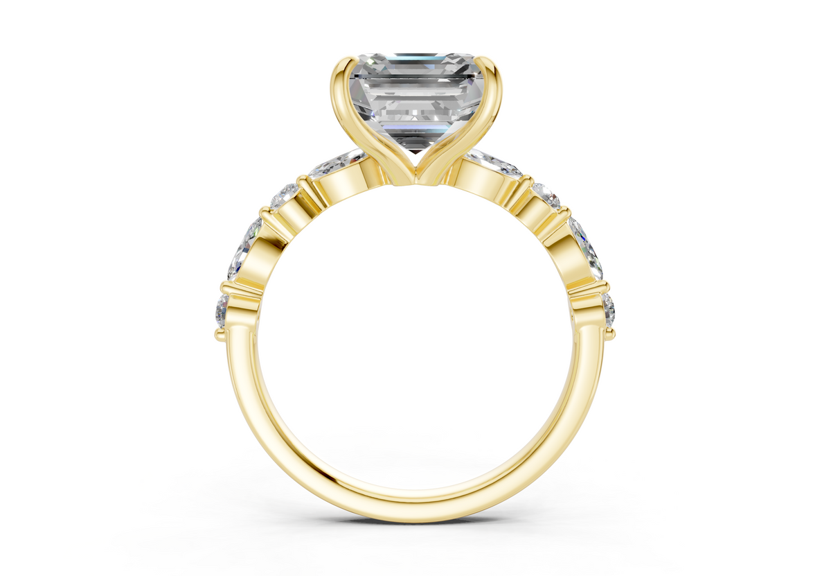 Aetheria Diamond Accent Asscher Cut 2mm Engagement Ring