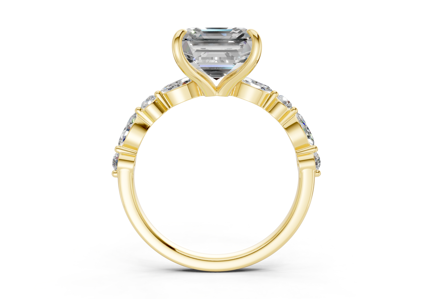 Aetheria Diamond Accent Asscher Cut 2mm Engagement Ring