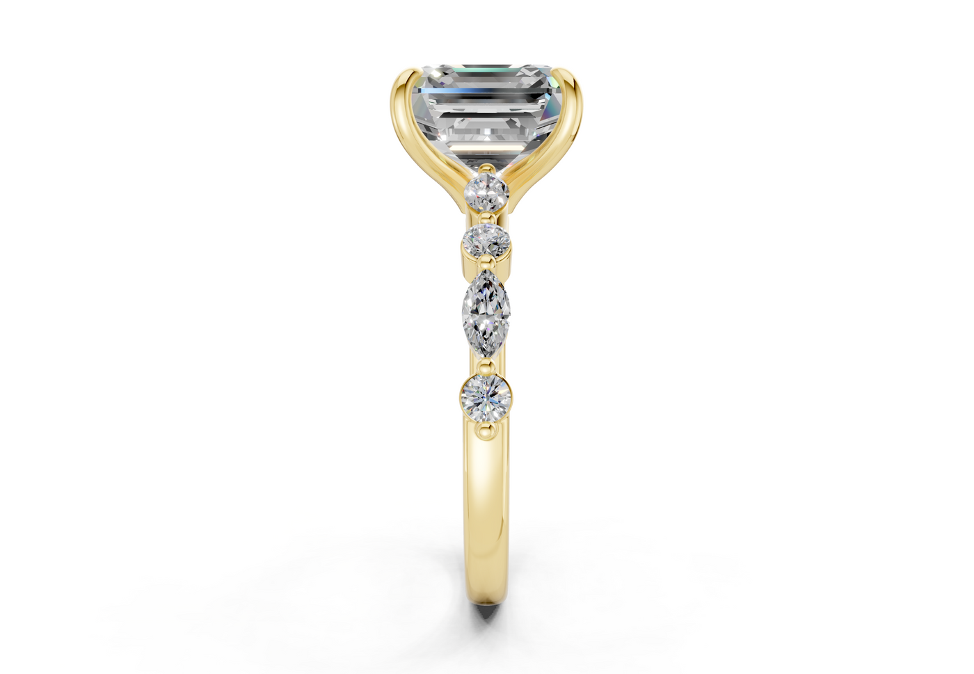 Aetheria Diamond Accent Asscher Cut 2mm Engagement Ring