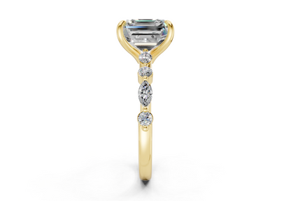 Aetheria Diamond Accent Asscher Cut 2mm Engagement Ring