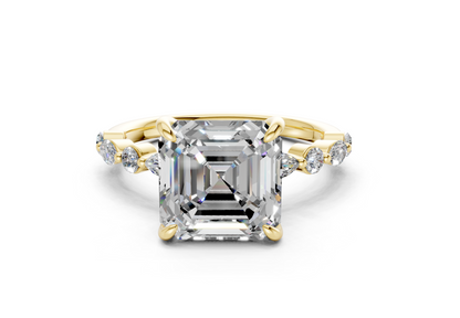 Aetheria Diamond Accent Asscher Cut 2mm Engagement Ring