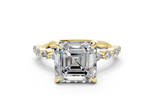 Aetheria Diamond Accent Asscher Cut 2mm Engagement Ring