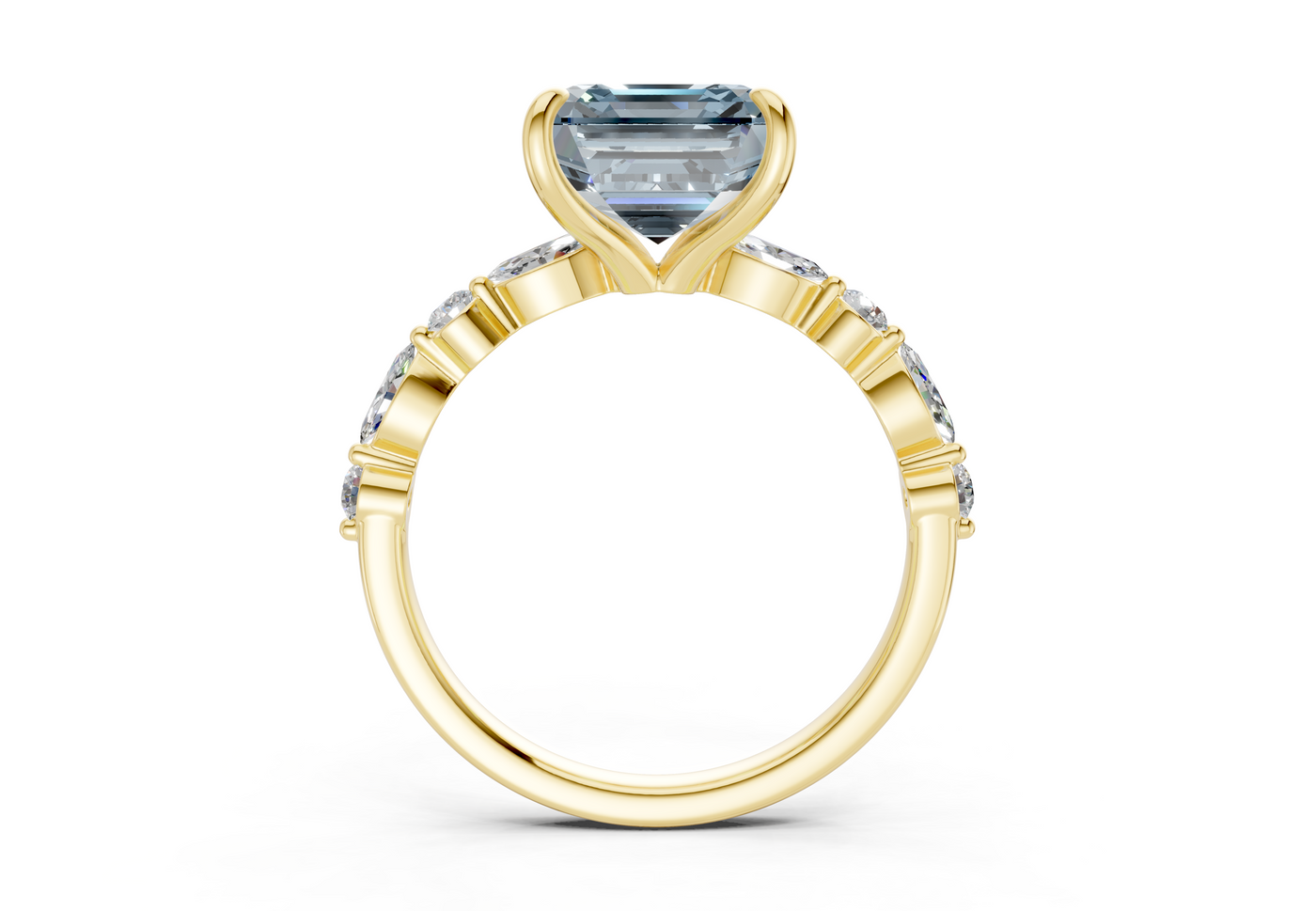 Aetheria Blue Diamond Accent Asscher Cut 2mm Engagement Ring
