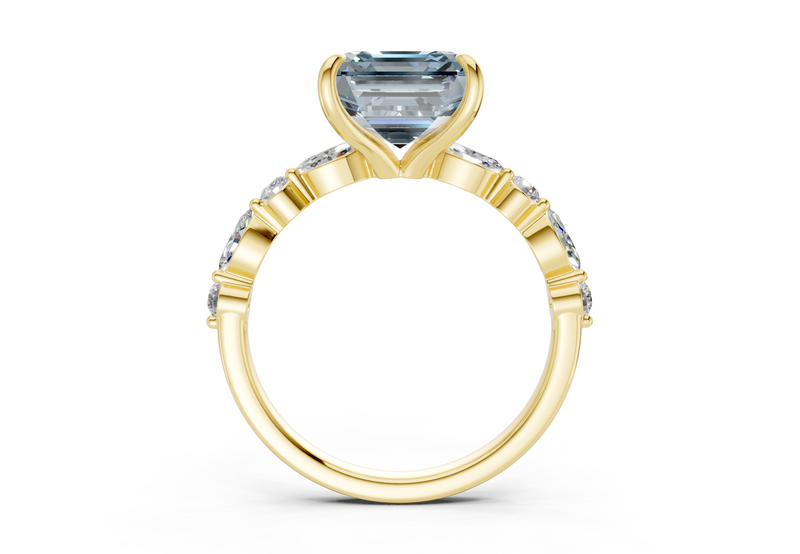Aetheria Blue Diamond Accent Asscher Cut 2mm Engagement Ring