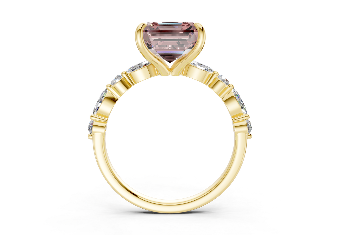 Aetheria Pink Diamond Accent Asscher Cut 2mm Engagement Ring