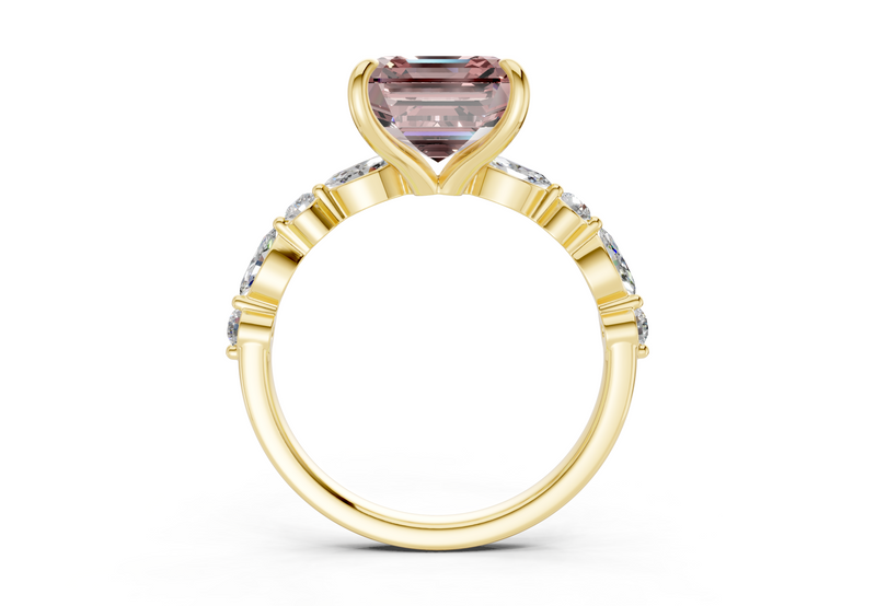 Aetheria Pink Diamond Accent Asscher Cut 2mm Engagement Ring