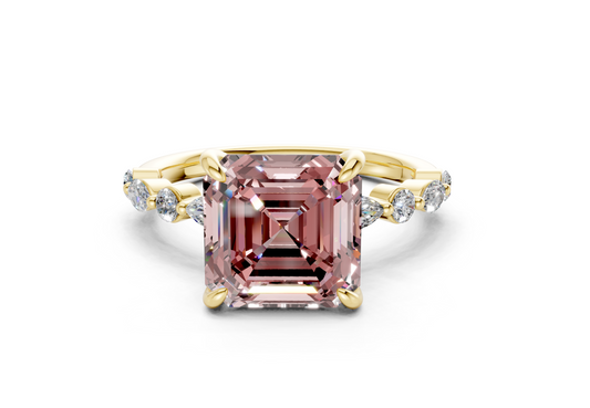 Aetheria Pink Diamond Accent Asscher Cut 2mm Engagement Ring