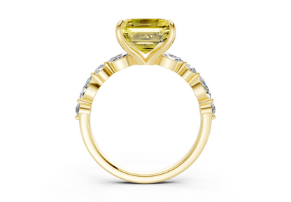 Aetheria Yellow Diamond Accent Asscher Cut 2mm Engagement Ring