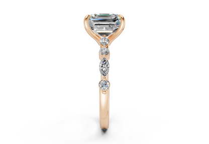 Aetheria Diamond Accent Asscher Cut 2mm Engagement Ring