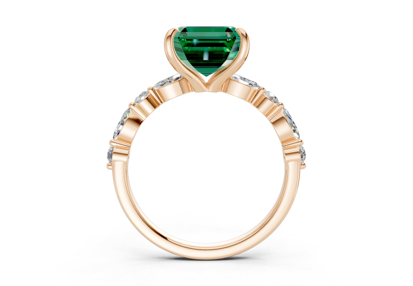 Aetheria Emerald Gemstone Accent Asscher Cut 2mm Engagement Ring