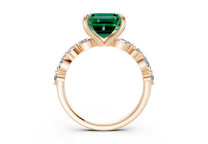 Aetheria Emerald Gemstone Accent Asscher Cut 2mm Engagement Ring