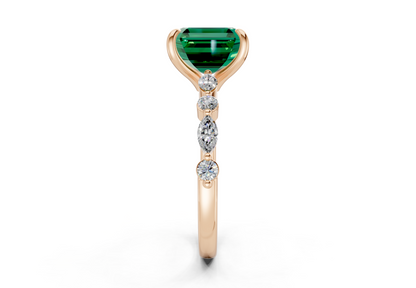 Aetheria Emerald Gemstone Accent Asscher Cut 2mm Engagement Ring