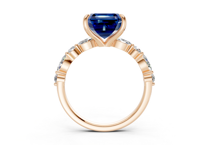 Aetheria Sapphire Gemstone Accent Asscher Cut 2mm Engagement Ring