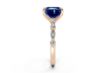 Aetheria Sapphire Gemstone Accent Asscher Cut 2mm Engagement Ring