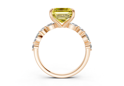 Aetheria Yellow Diamond Accent Asscher Cut 2mm Engagement Ring