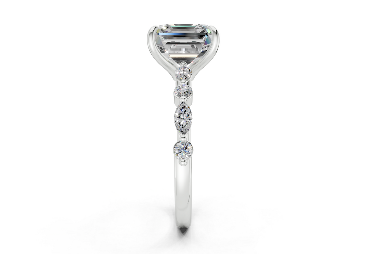Aetheria Diamond Accent Asscher Cut 2mm Engagement Ring
