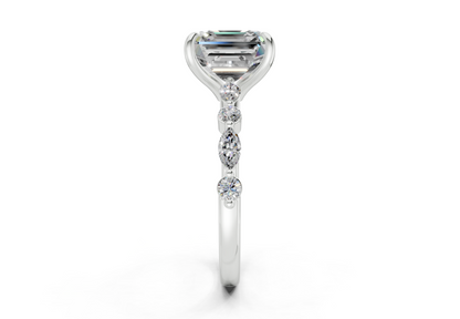 Aetheria Diamond Accent Asscher Cut 2mm Engagement Ring