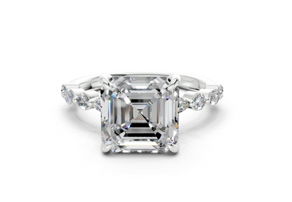 Aetheria Diamond Accent Asscher Cut 2mm Engagement Ring