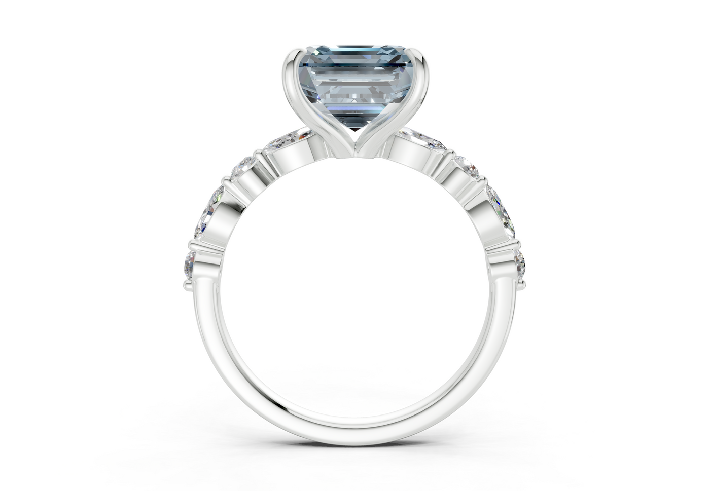 Aetheria Blue Diamond Accent Asscher Cut 2mm Engagement Ring
