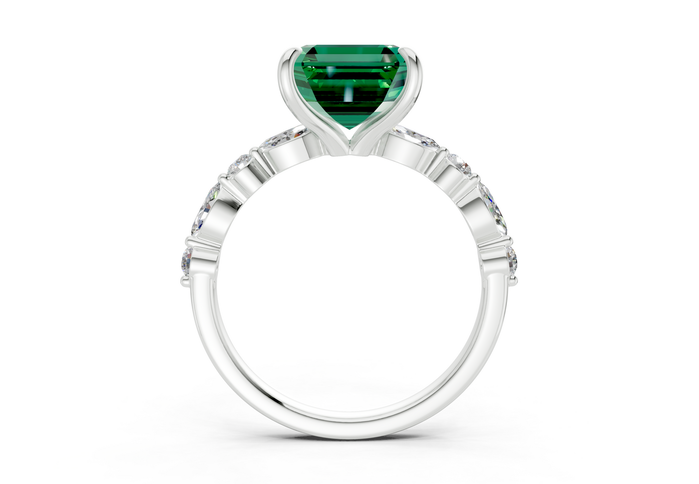 Aetheria Emerald Gemstone Accent Asscher Cut 2mm Engagement Ring