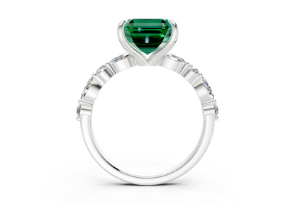 Aetheria Emerald Gemstone Accent Asscher Cut 2mm Engagement Ring