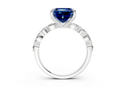 Aetheria Sapphire Gemstone Accent Asscher Cut 2mm Engagement Ring