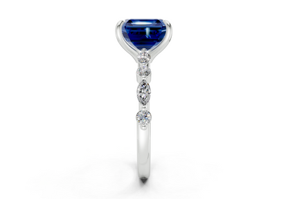 Aetheria Sapphire Gemstone Accent Asscher Cut 2mm Engagement Ring