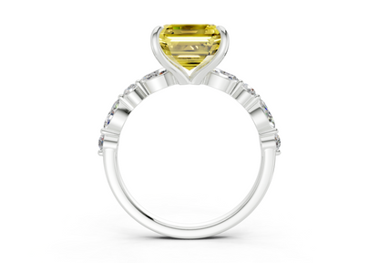 Aetheria Yellow Diamond Accent Asscher Cut 2mm Engagement Ring