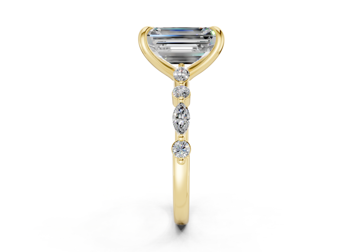 Aetheria Diamond Accent Emerald Cut 2mm Engagement Ring