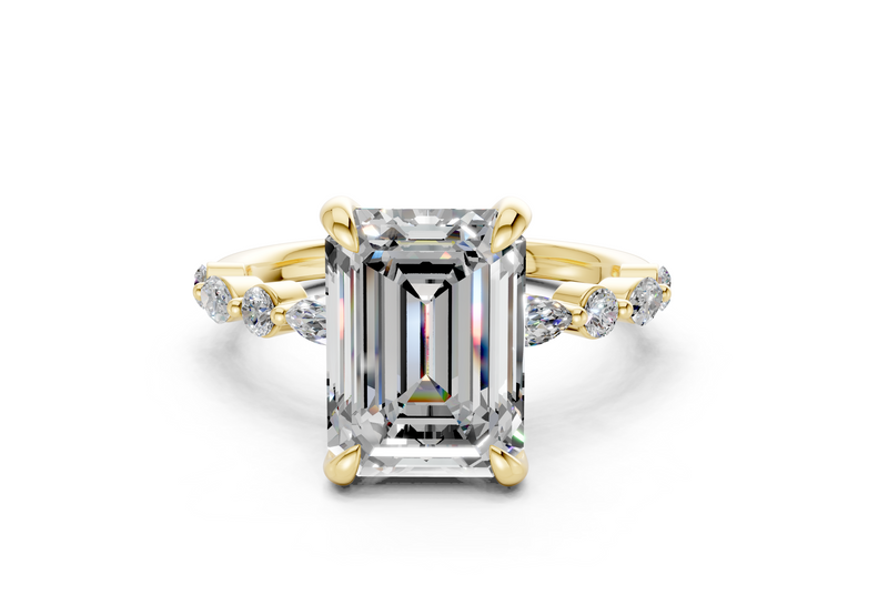 Aetheria Diamond Accent Emerald Cut 2mm Engagement Ring