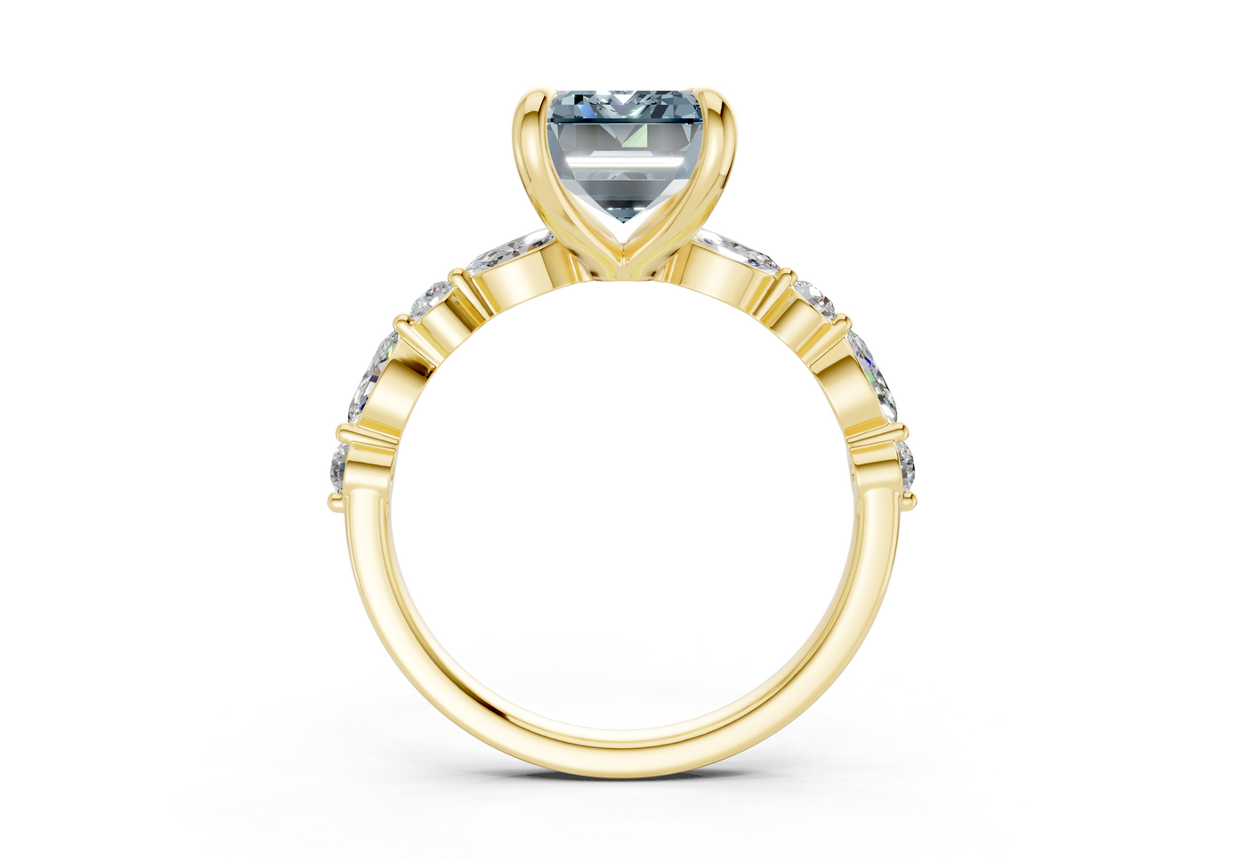Aetheria Blue Diamond Accent Emerald Cut 2mm Engagement Ring