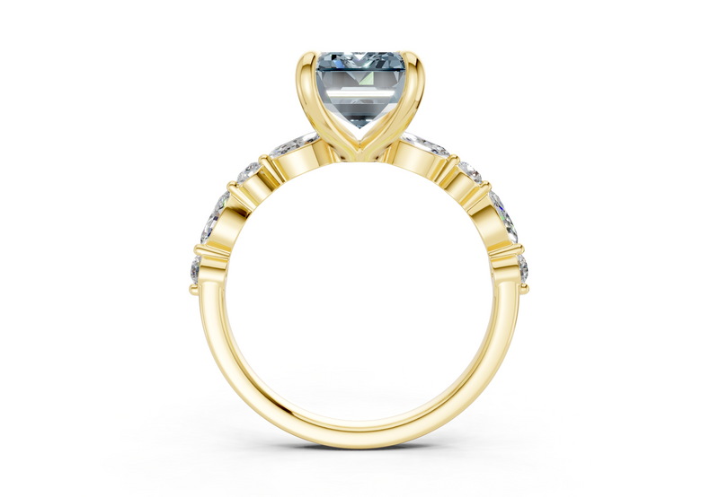 Aetheria Blue Diamond Accent Emerald Cut 2mm Engagement Ring