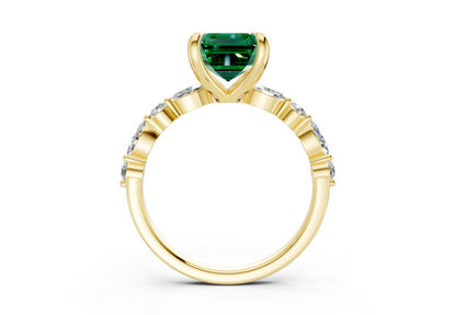Aetheria Emerald Gemstone Accent Emerald Cut 2mm Engagement Ring