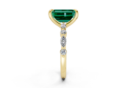 Aetheria Emerald Gemstone Accent Emerald Cut 2mm Engagement Ring