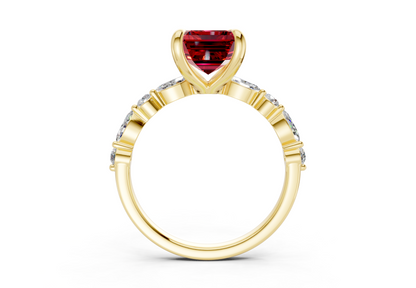 Aetheria Ruby Gemstone Accent Emerald Cut 2mm Engagement Ring