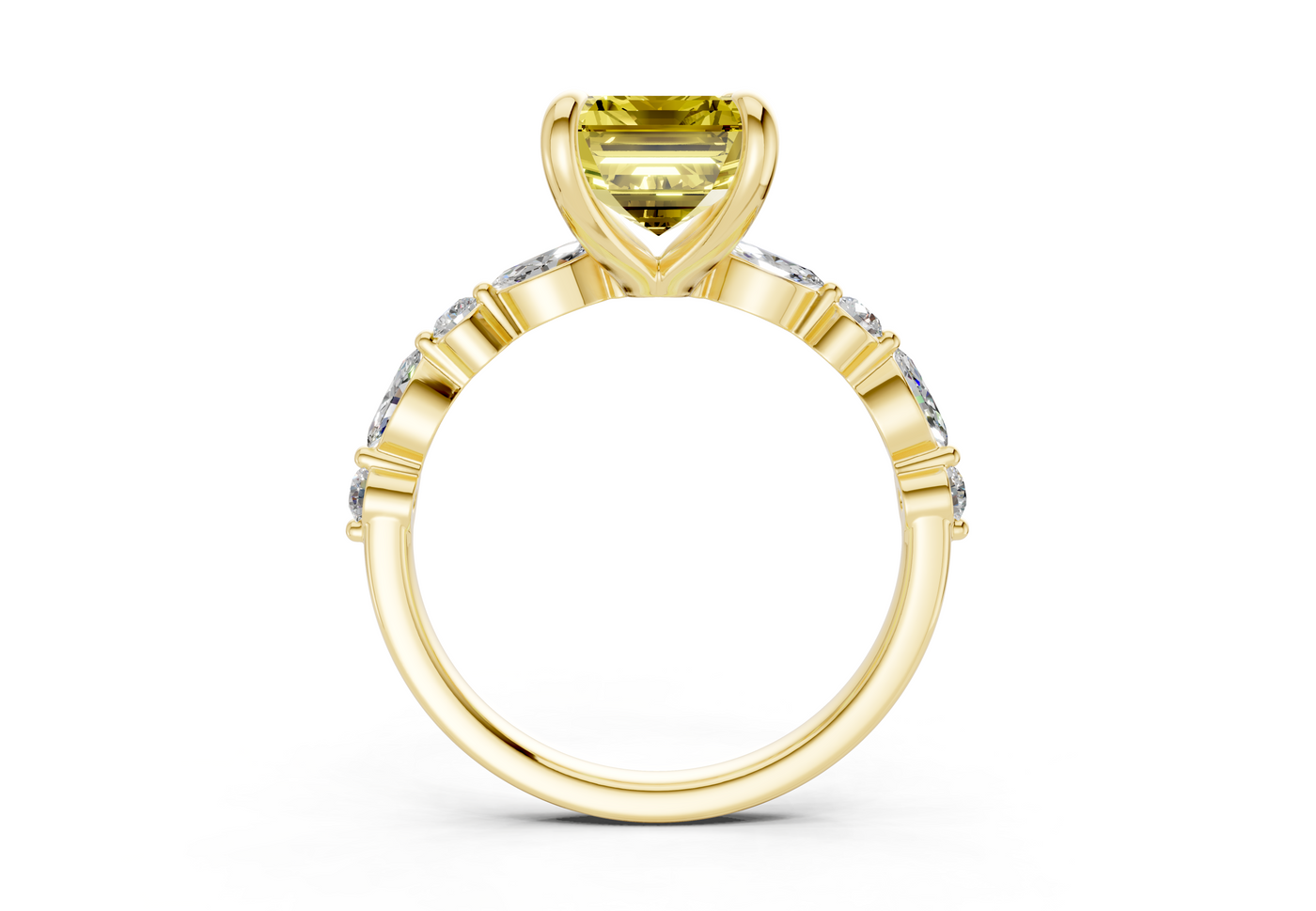 Aetheria Yellow Diamond Accent Emerald Cut 2mm Engagement Ring