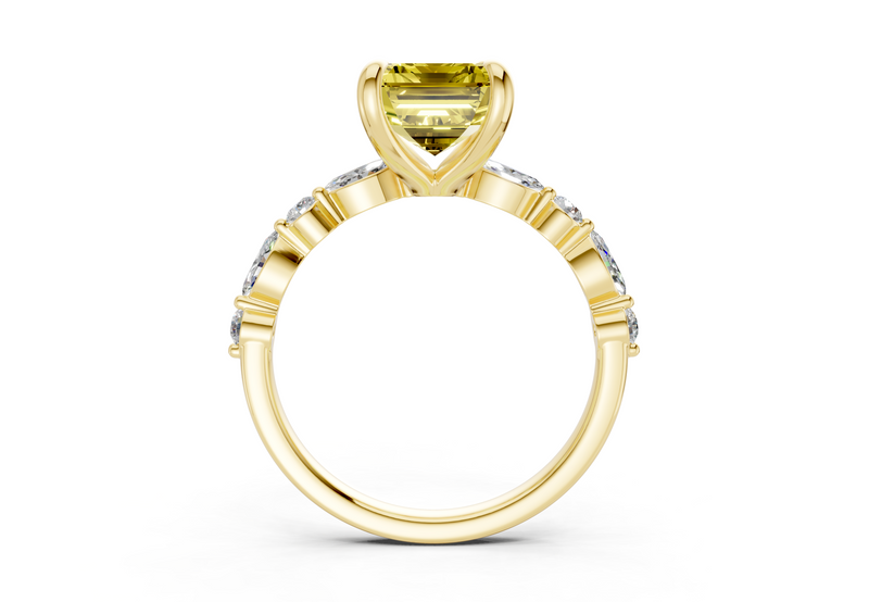 Aetheria Yellow Diamond Accent Emerald Cut 2mm Engagement Ring